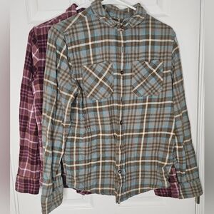 Flannel Buttondowns.  Lot Of Two.  Boy Size Large